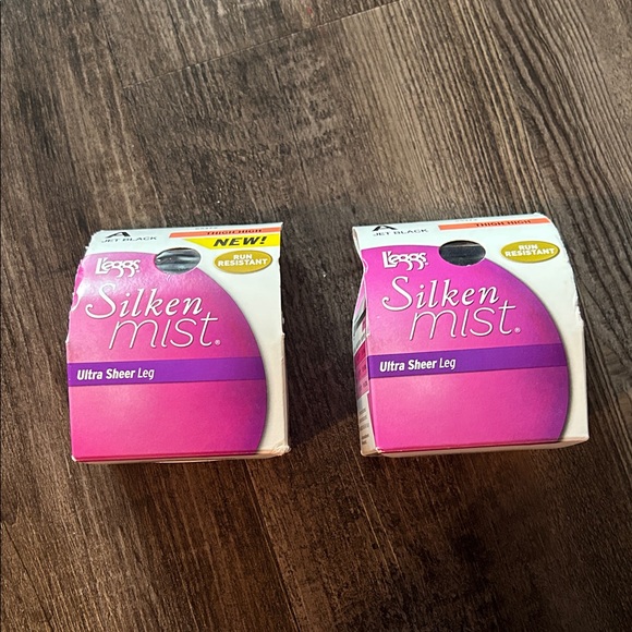 Leggs Accessories - L'eggs Silken Mist Ultra Sheer Thigh High Leg Hosiery - jet black size A